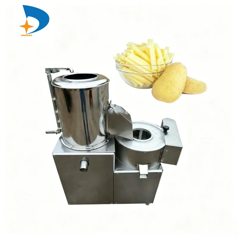 304 Stainless Steel Potato Washing Peeling Cutting Machine Multifunctional Root Vegetable Processor For Restaurant Food Factory