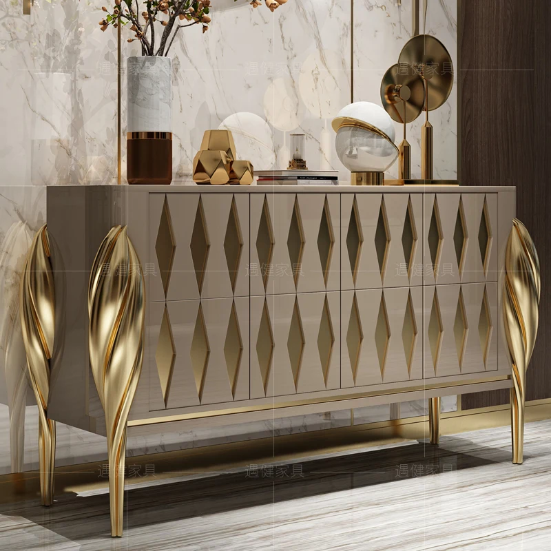 

Light luxury dining side cabinet, entrance cabinet, Hong Kong style, post-modern simplicity, Nordic American neoclassical door,