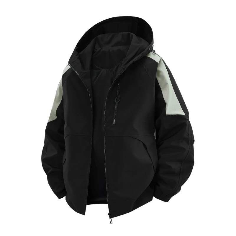 

Мужская повседневная куртка с капюшоном для весны и осени, для активного отдыха и работы, свободного кроя, из дышащего полиэстера, на молнии, разноцветная