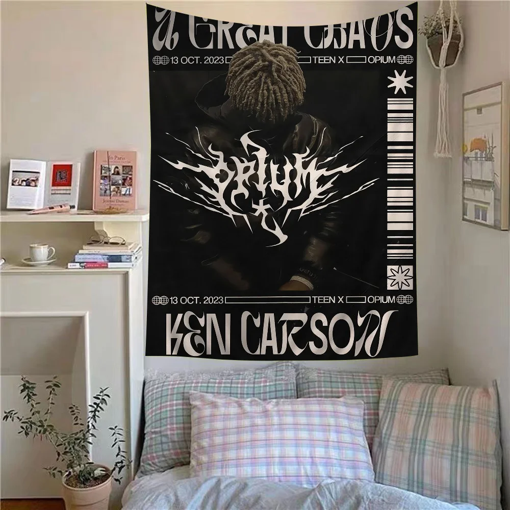 Ken Carson Rapper X Tapestry Anime Tapestry Hanging Tarot Hippie Wall Rugs Dorm Wall Hanging Sheets