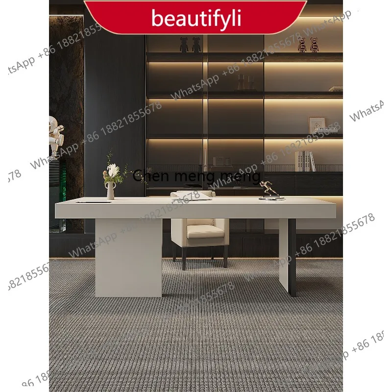 01A Light luxury Italian minimalist desk Modern simple solid wood home living room computer office writing desk