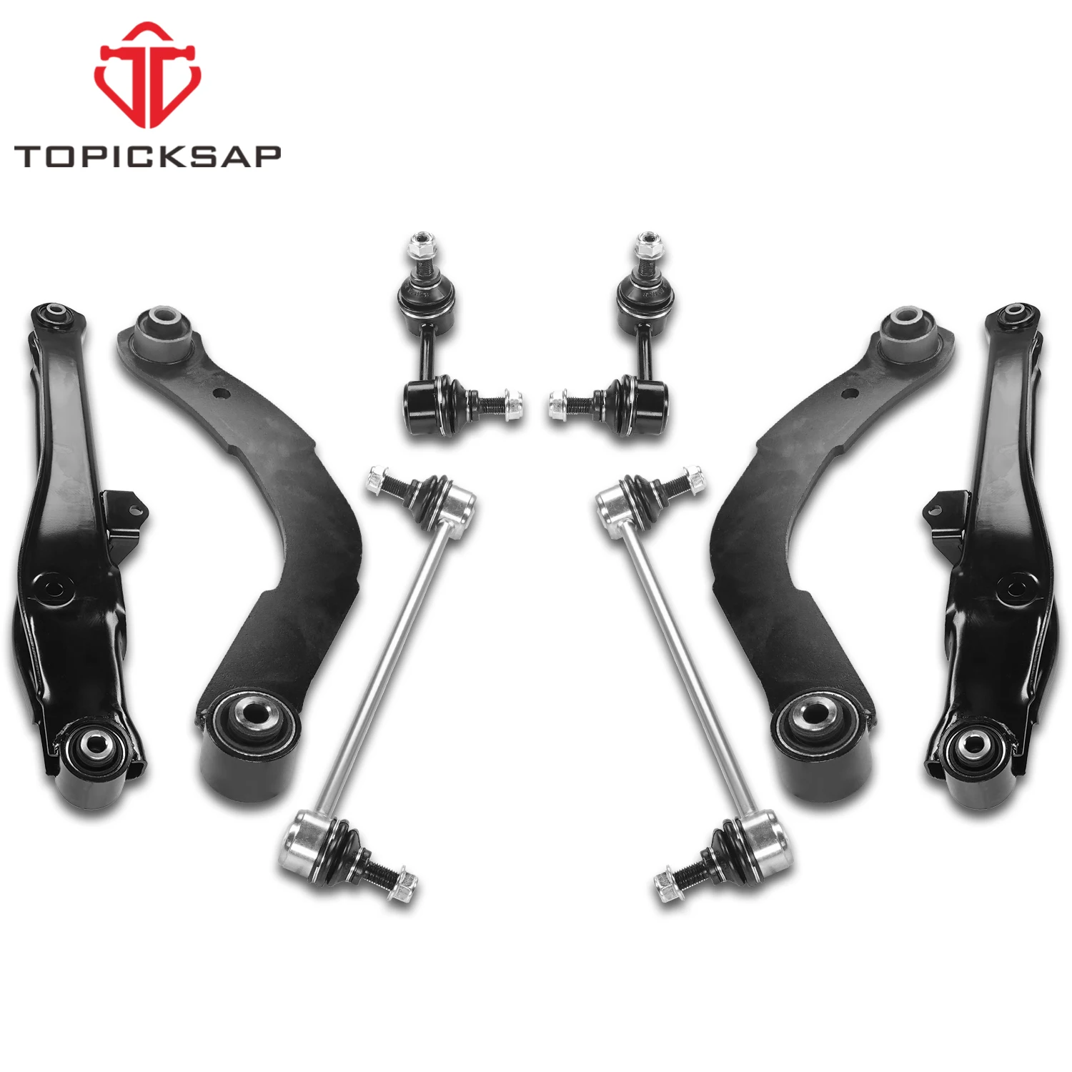 TOPICKSAP 8Pcs Front Lower Rear Upper Control Arm Sway Bar Link Assembly Kit for Jeep Compass Dodge Caliber 2007 2008 2009