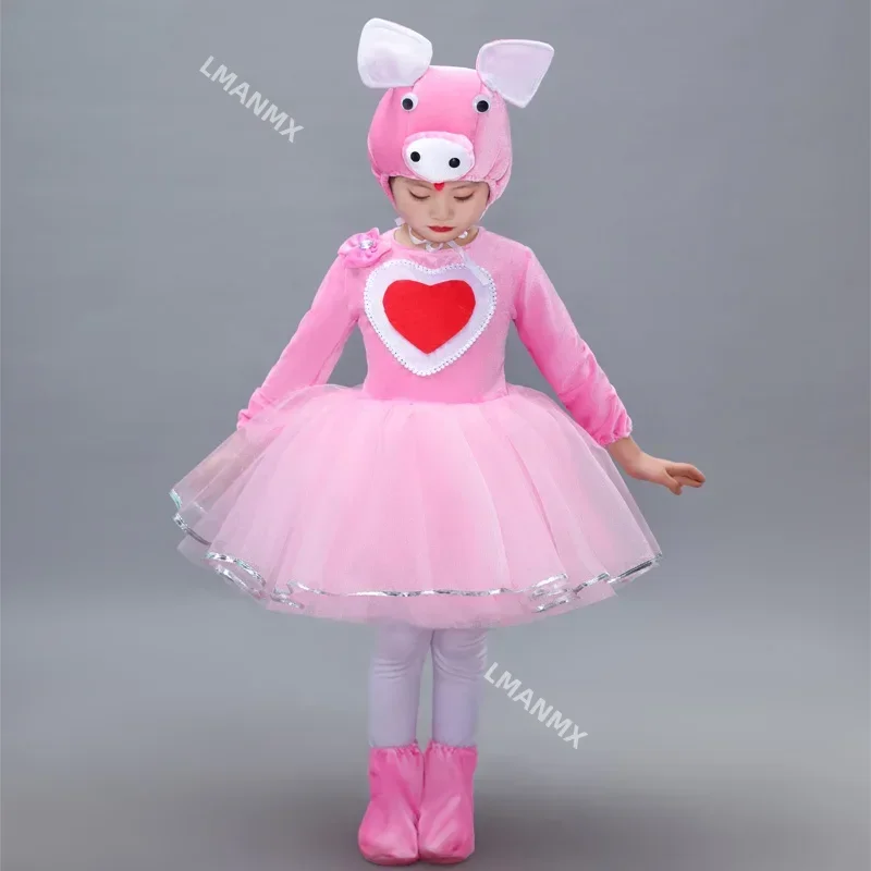 Pigs Animal Costume Kids Girl Pink Piggy Fancy Dress Pigs Child Costume Halloween Cosplay Party Costume Kids Stage Performance