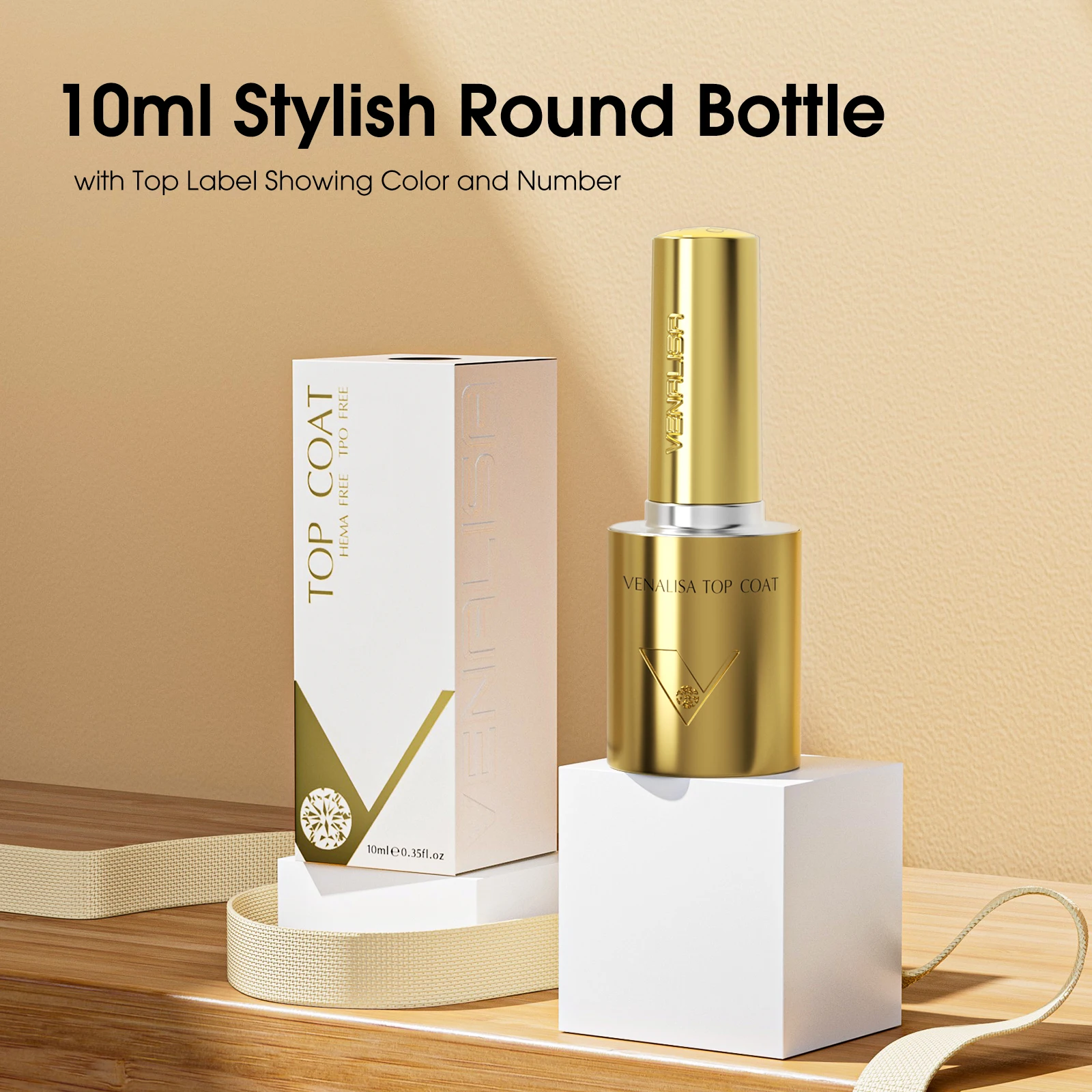 Venalisa 10 مل HEMA Free TPO Free Base & Top Coat، جل صلب طويل اللمعان الماسي فائق اللمعان، جل مخملي غير لامع للأشعة فوق البنفسجية LED