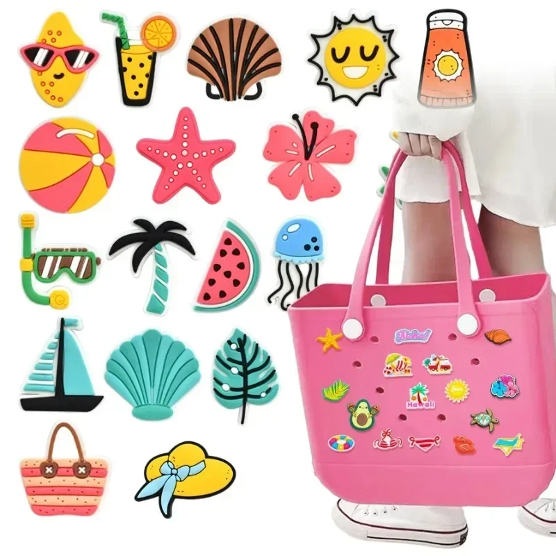 

Bogg Croc Beach Bag EVA Rubber Picnic Basket Woman Shopping Handbag Button Jelly Croc Bogg Bag Accessories Makeup Organizer