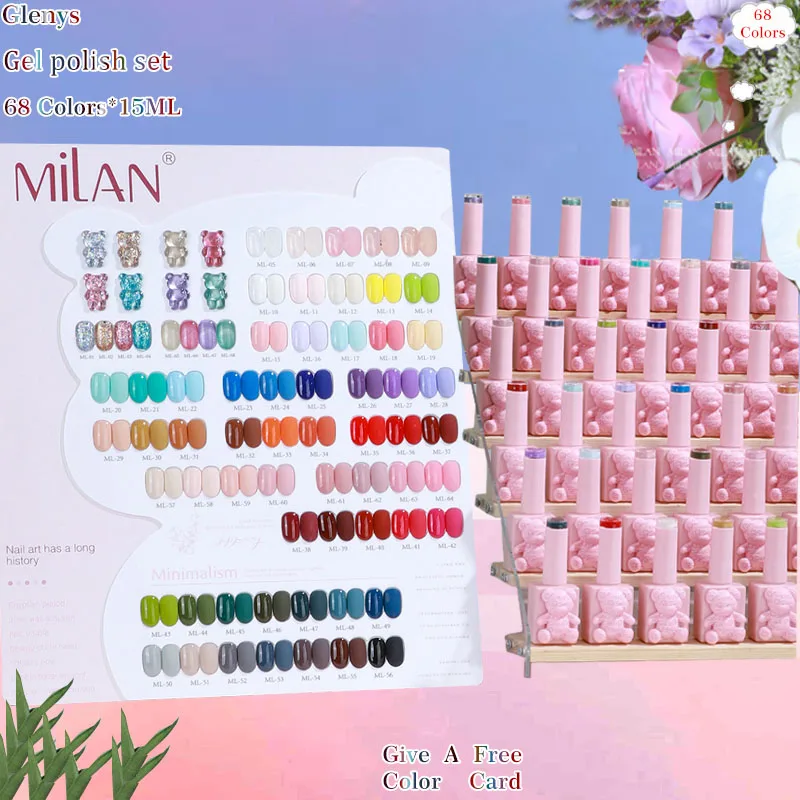 

Glenys 68 pieces * 15ml nail polish gel net red popular immersion gel solid color whitening ultraviolet LED varnish set