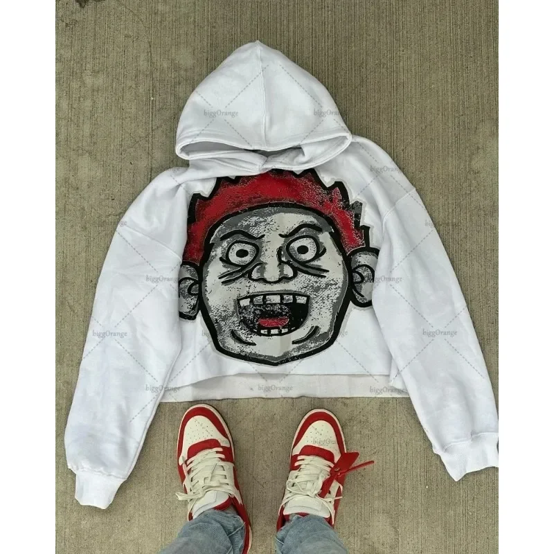 2024 American Loose Hoodie Big Head Cartoon Print Oversized Pullover Sweatshirt Women Men Couple Fashion Street Wear ins