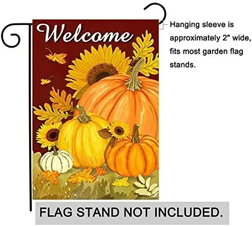 ترحيب اليقطين سقوط حديقة العلم 12.5x18 - الخريف عباد الشمس الحصاد حديقة العلم الزخرفية مزدوجة الوجهين العلم ل FFI الموسمي