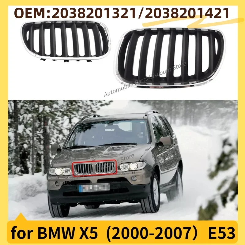 

for 2000-2007 E53 BMW X5 3.0i Car Front Hood Chrome Black Bumper Grille Grill 51137113733 51137113734 Auto Car Accessories