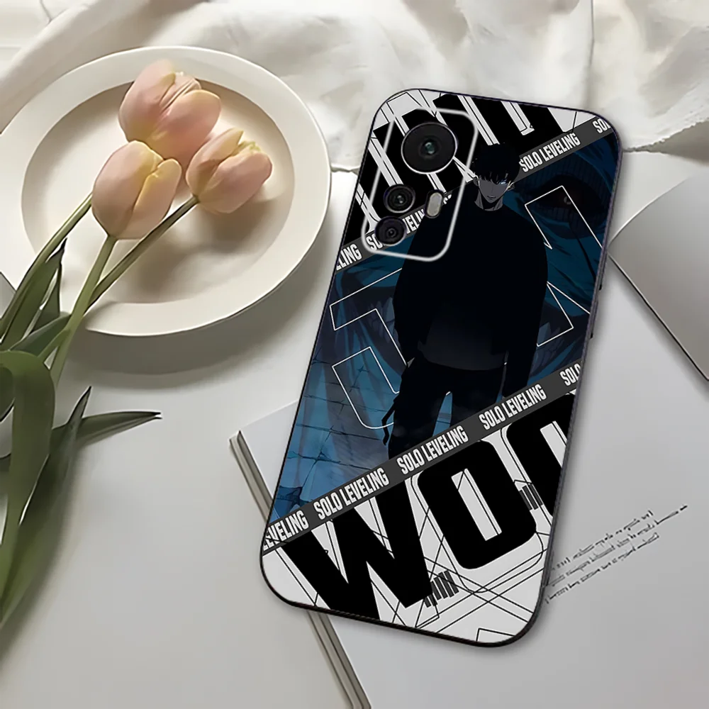 Capa de telefone com nivelamento solo de quadrinhos para Xiaomi 11 Redmi Note 11 5G 8T 9A 9 10T Note8Pro Note9 12SUltra Capa preta