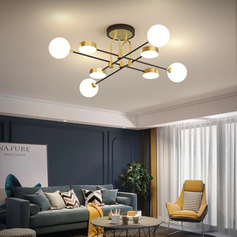 

Modern Glass LED Chandelier For Living Room Kitchen Bedroom Lamp Luster Nordic Gold Luxury Pendant Ceiling Light Chandeliers