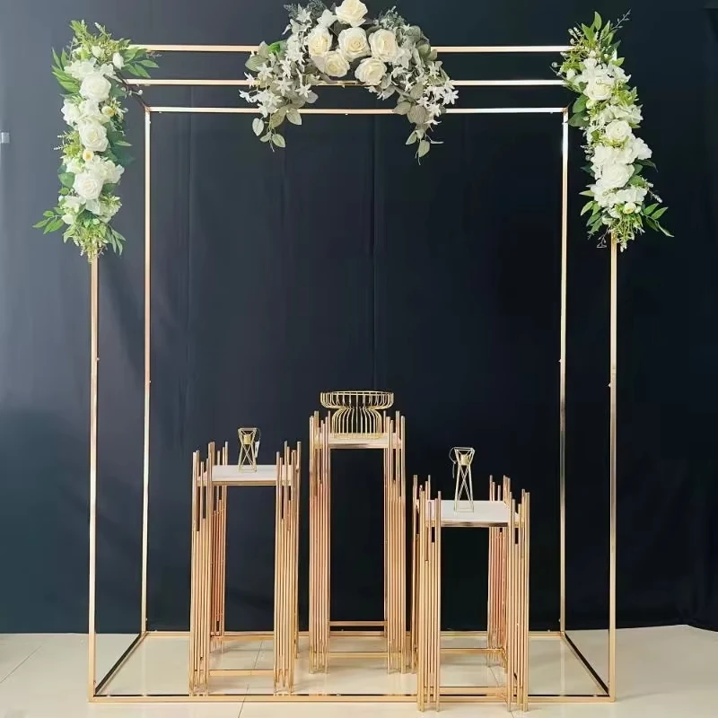 3PCS Luxury Flower Arch Wedding Favors Cake Stand Candy Dessert Bouquet Display Birthday Baptism Event Food Plinth Background