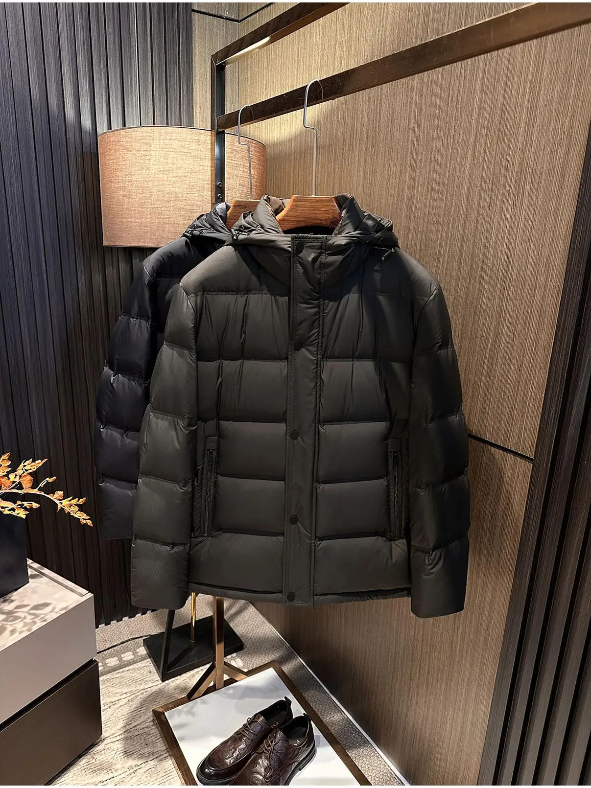 

High Quali Men's down Jaet Goose down Casual Hooded Warmth Faion Urban Sle Daily Wear Polyester Fiber Windproof Thi