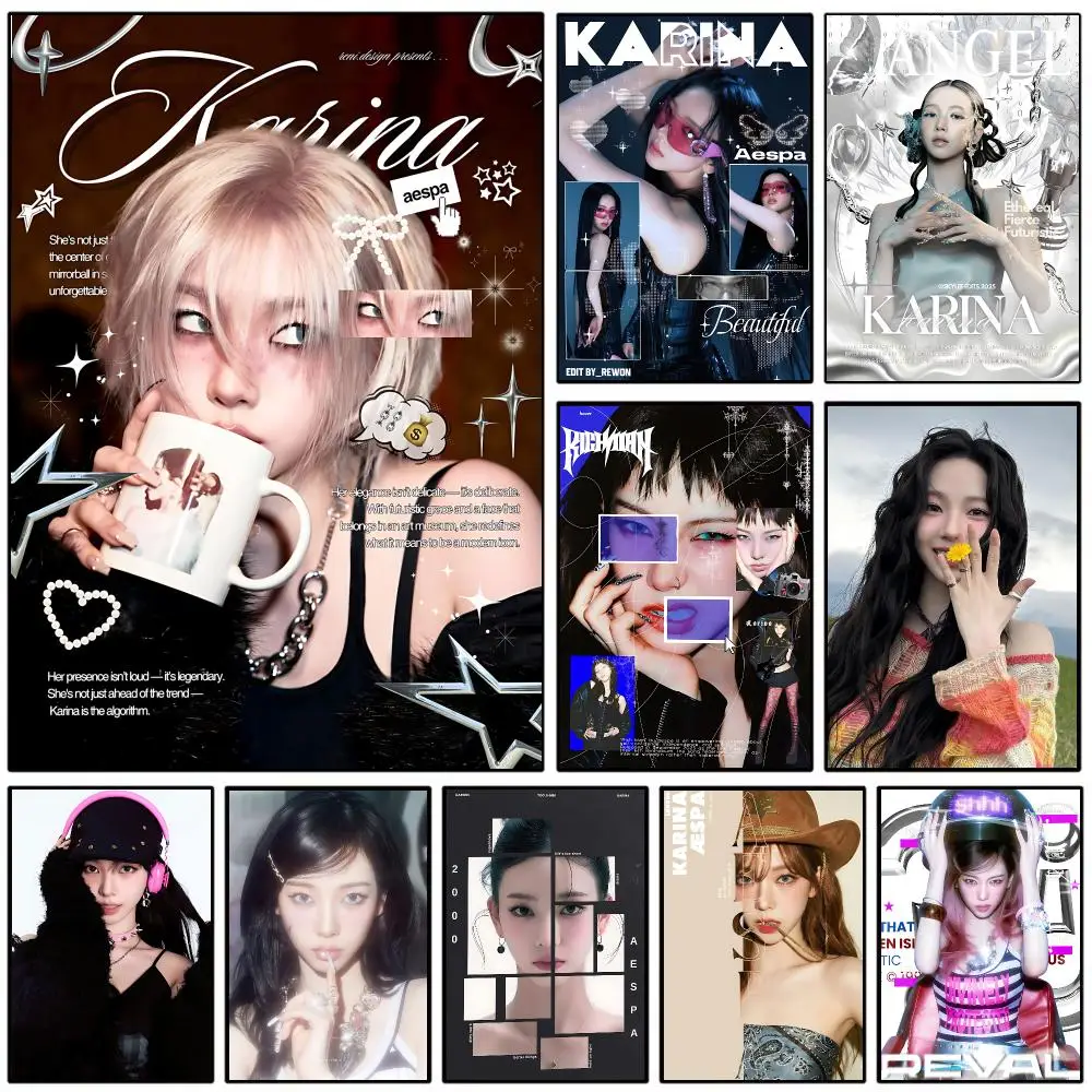 Best Seller Idol K-Karina Poster Sticker Self Adhesive For Bedroom Hallway Livingroom Wall Art Decor Present Fandom Gift