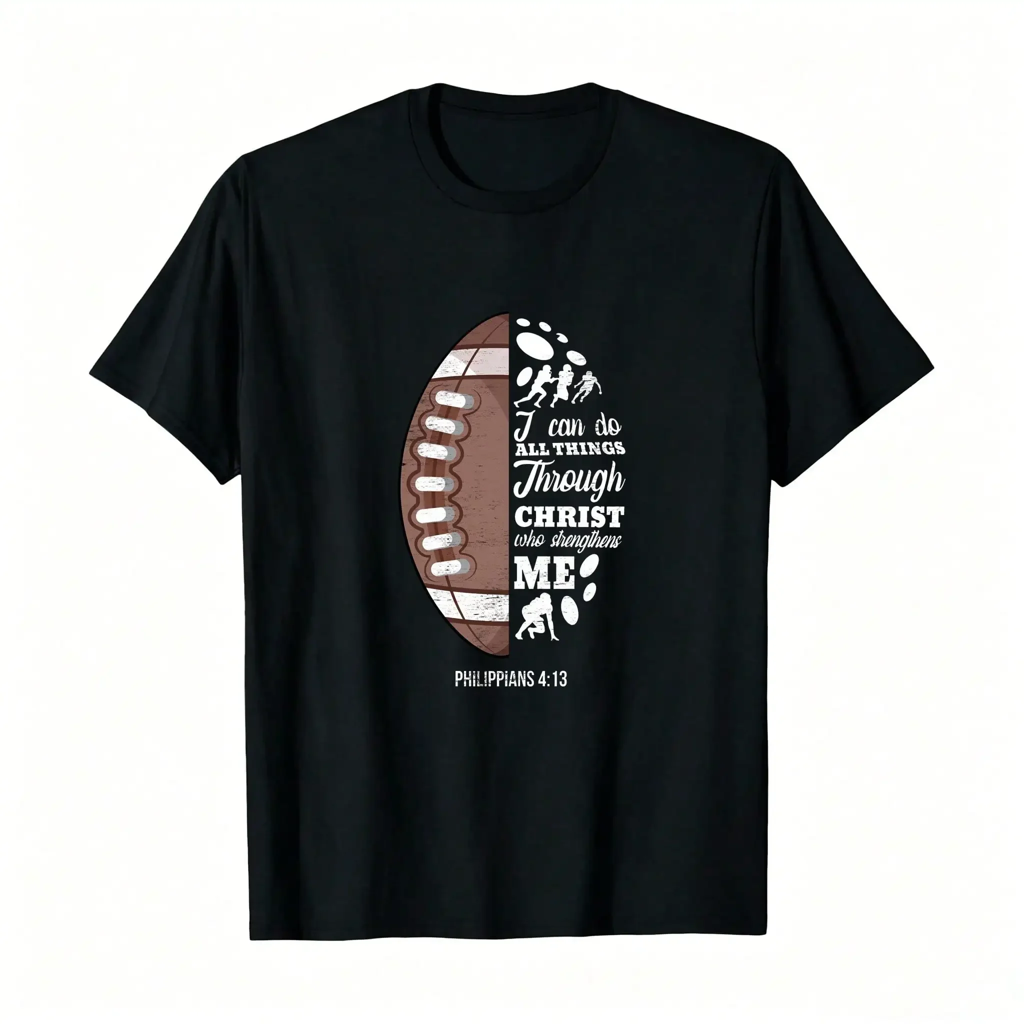 Philippians 413 Christian Football Funny Bible Verse Gift Pullover  Men Fall And Winter Long Sleeve S_,Breathable And Comfortable Short-Sleeved Round-Neck Top, Suitable For All Seasons, Everyday Wear For Women