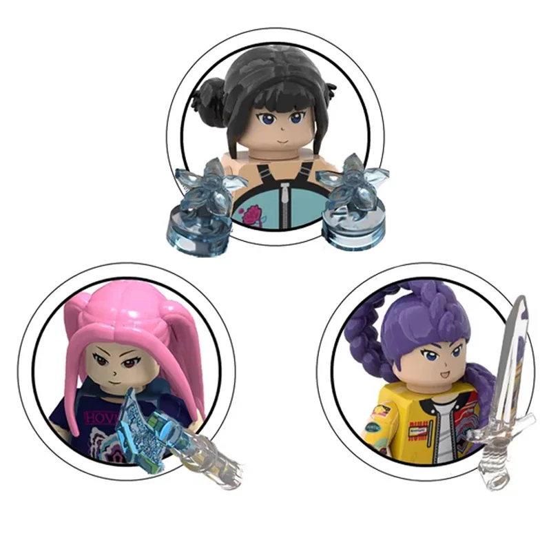 Kpop chasseurs de démons Mini figurine blocs de construction jouet périphériques décoration de bureau Collection figurines modèle jouet pour garçon