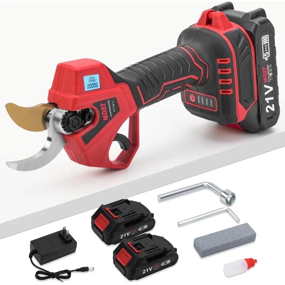 

Electric Pruning Shears,Cordless Pruning Shears Brushless Motor with 2Pcs Rechargeable Batteries，21V Upgraded Pruner with LCD Di