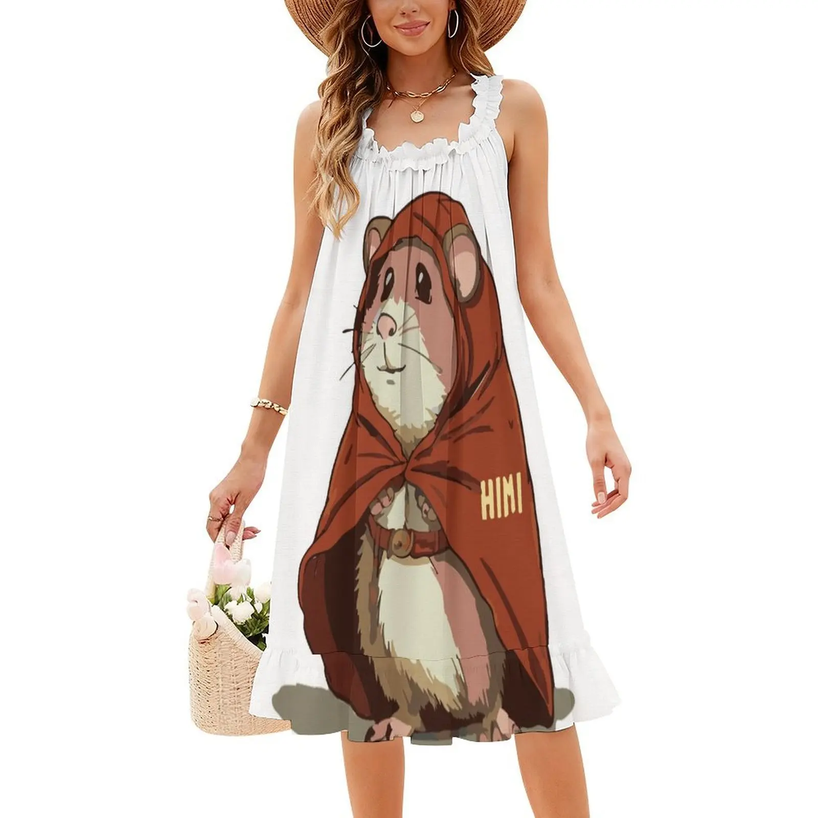 فستان هيمي ذا هامستر بوهو أنيق أنيق لحفلات الزفاف على الشاطئ فستان هامستر هيرو كونغ فو براون كوميك 70S للنساء