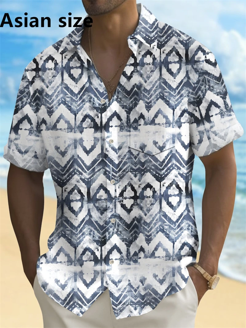 

Retro Fashion 3D Print Hawaiian Shirts For Men Summer 3D Print Simple Pattern Lapel Shirt Street Loose Short Sleeves Blouse Tops