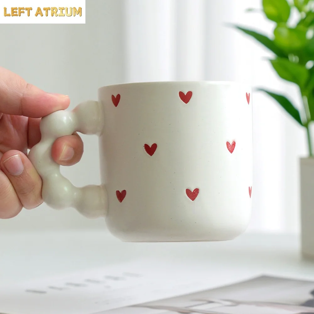 Contrast Color Heart Ceramic Mug Cups Creative Handgrip 360ml Porcelain Homehold Drinkware Breakfast Milk Coffee Chocolate Mugs