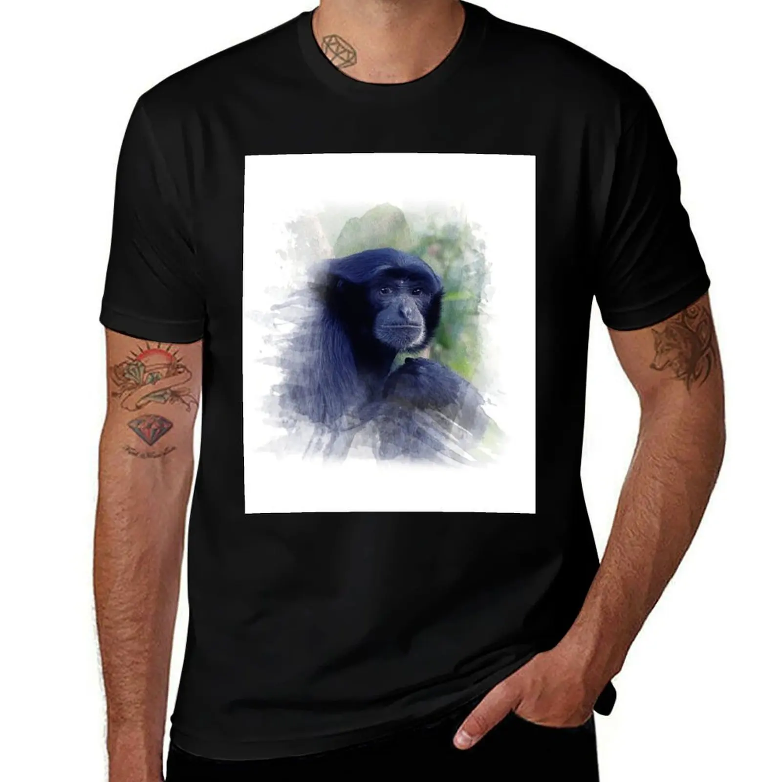 

Sad Siamang monkey T-Shirt blacks summer tops mens shirts graphic tee