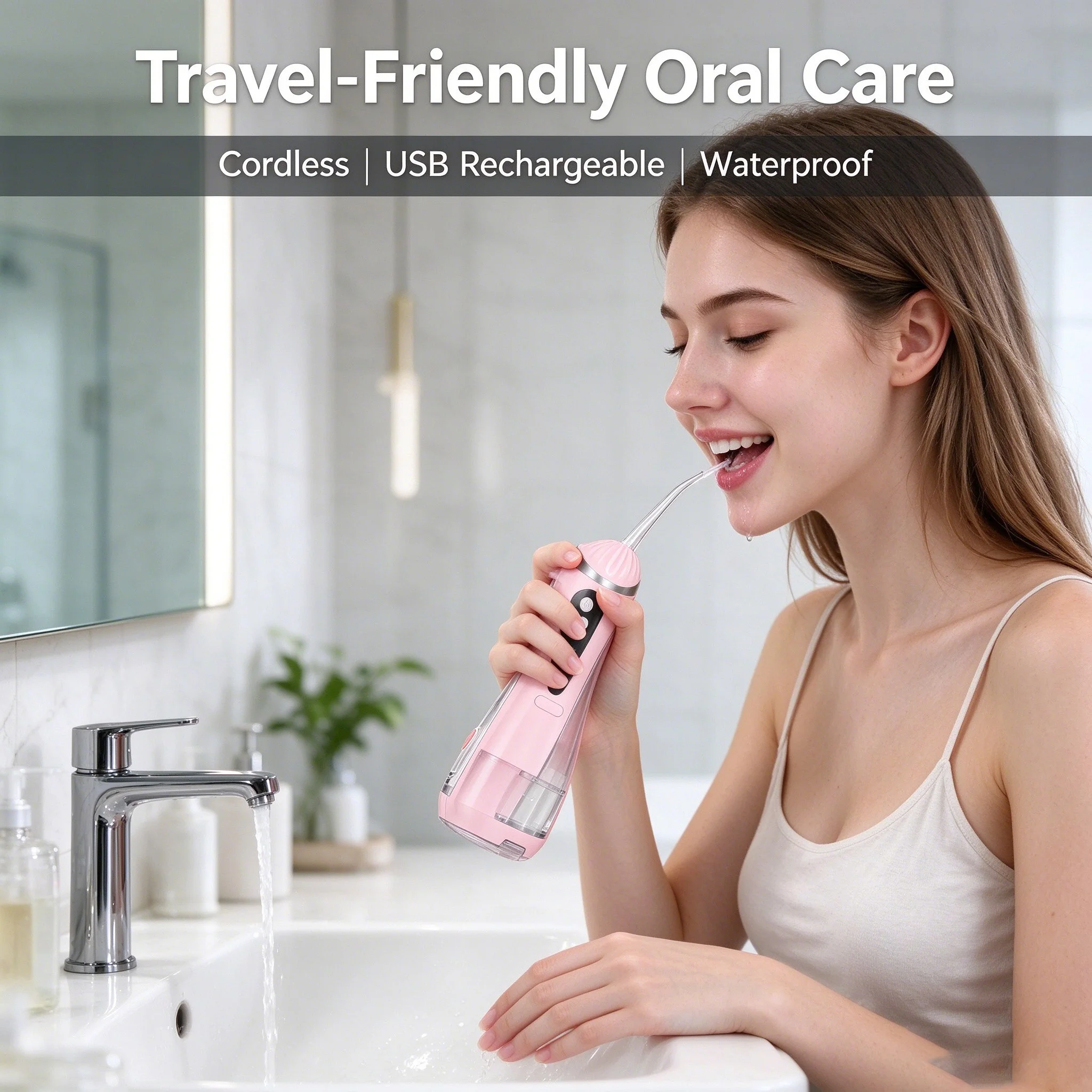 VVDental Portable Water Flosser 220ML 3 Modes USB Rechargeable IPX7 Waterproof Oral Irrigator for Travel Home