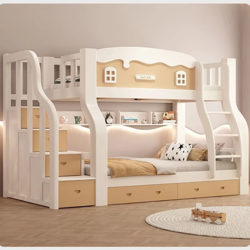 Upper and lower bunk Second floor full solid wood upper and lower Bunk High and low child and mother beds Adult