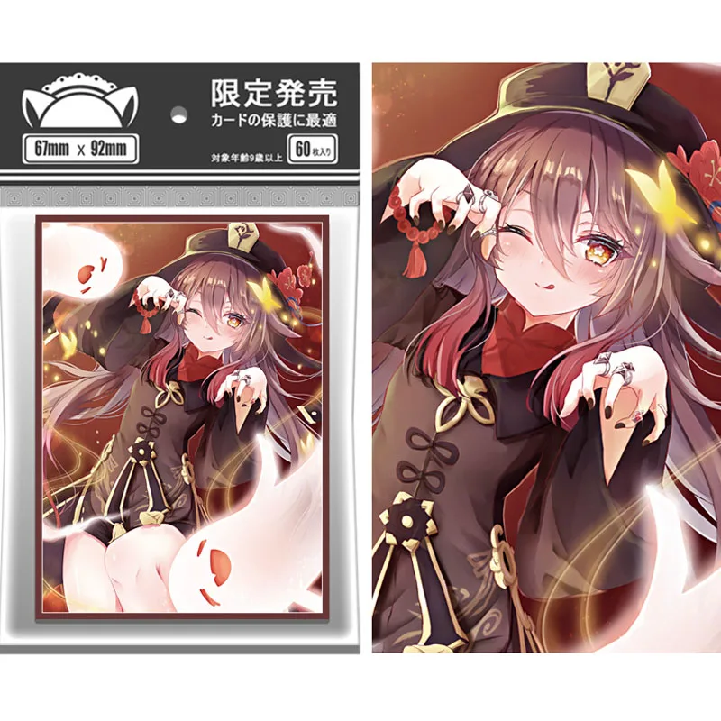 

60pcs/set Genshin Impact Hu Tao Card Sleeve PTCG OPCG Anime Game Collection Card Protective Cover Gift Toy 67*92mm