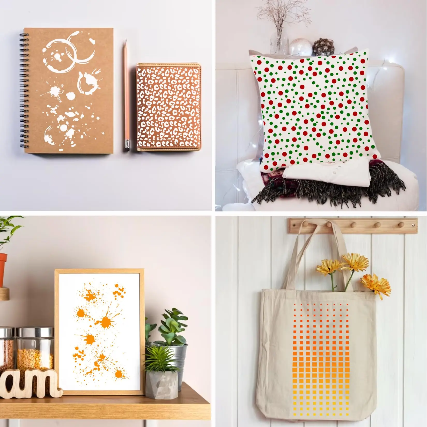 8 Craft Templates with Polka Dots for Mixed Media Texture