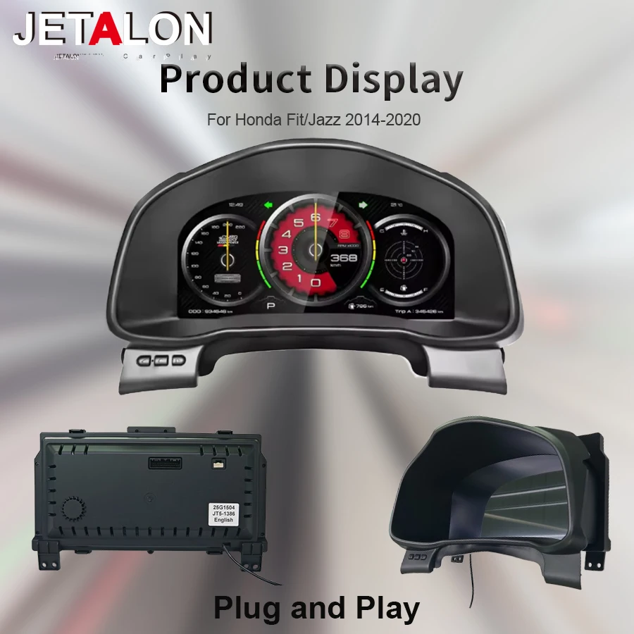 12.3 بوصة سيارة LCD أداة لهوندا صالح جاز لوحة ال سي دي العنقودية خريطة متعددة ملونة UI عالية عرض Carplay أندرويد السيارات