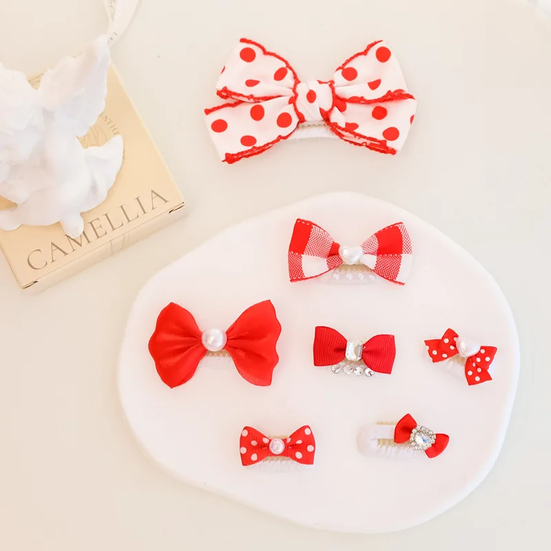 Pet Handmade Checkered BB Clip Hair Clips Long Hair Cat Maltese Small Dog Water Diamond Love Headpiece Puppy Accessories