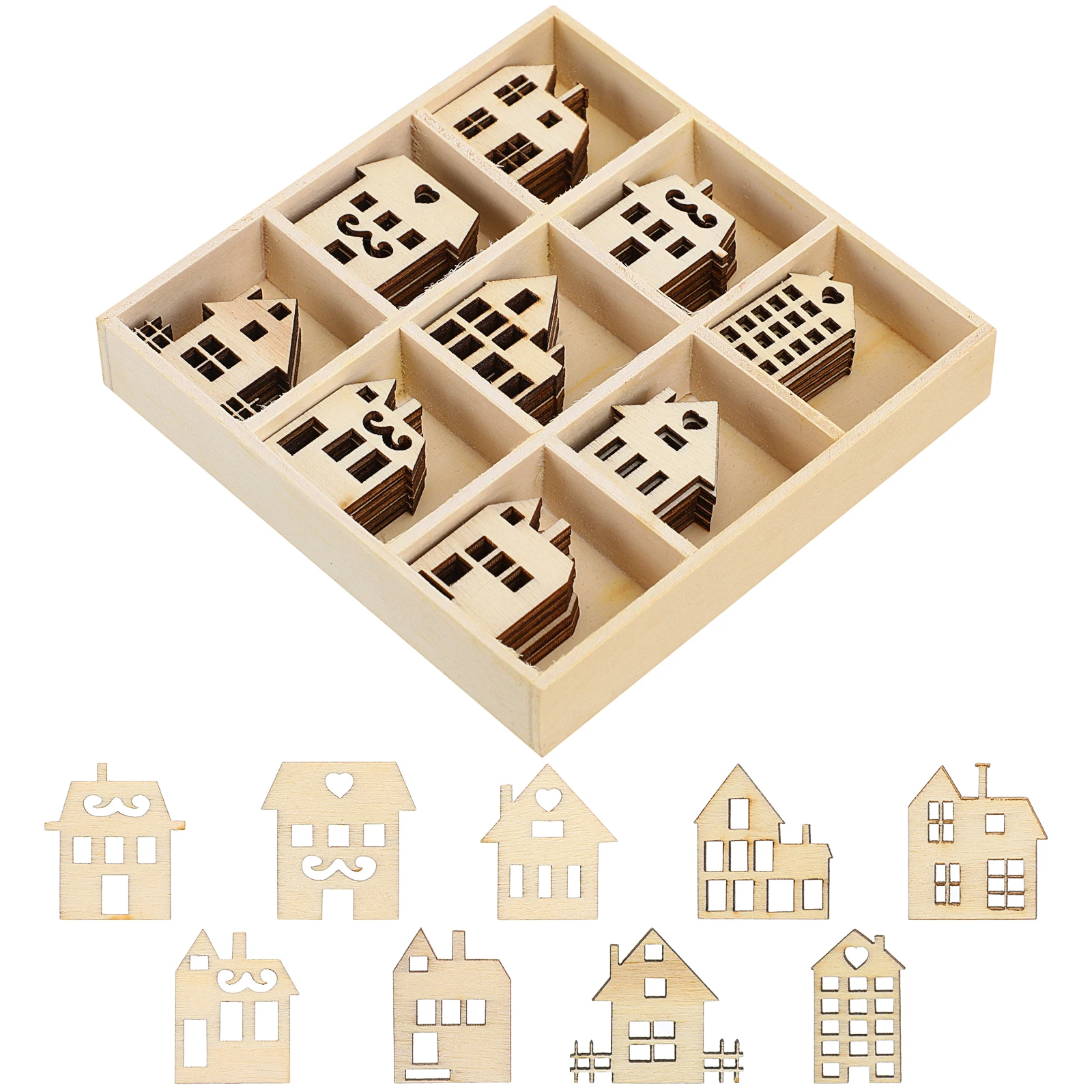 

45pcs Wooden Craft Chips Each Lightweight Durable DIY Art Projects Christmas Decor Wall Window Door Bookshelf Hanging