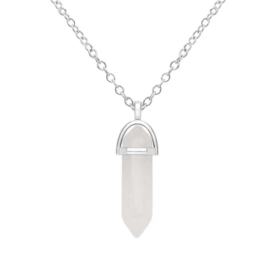 

Creative Quartz Stone Wire Wrap Glow in The Dark Crayon Unisex Charm Small Pendant Necklace, 18"