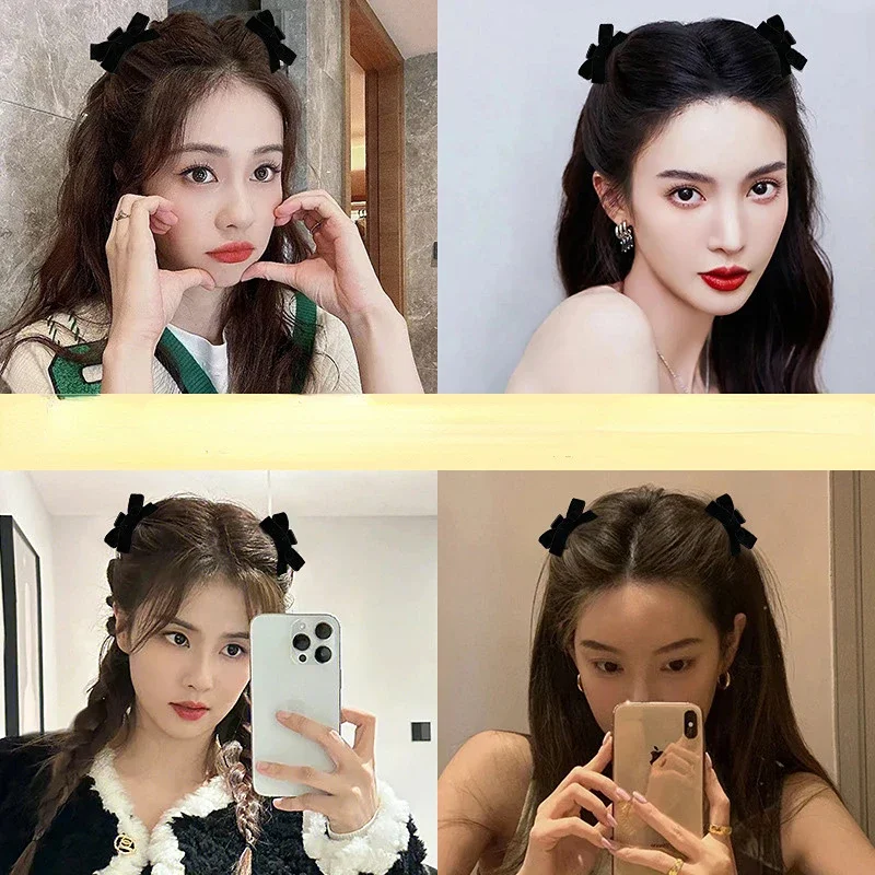 2pcs Velvet Bow Small Hair Claw Princess Velvet Bow Hair Clip Claw Clamp Women Headwear Girls Women Korean Hair Styling Tools