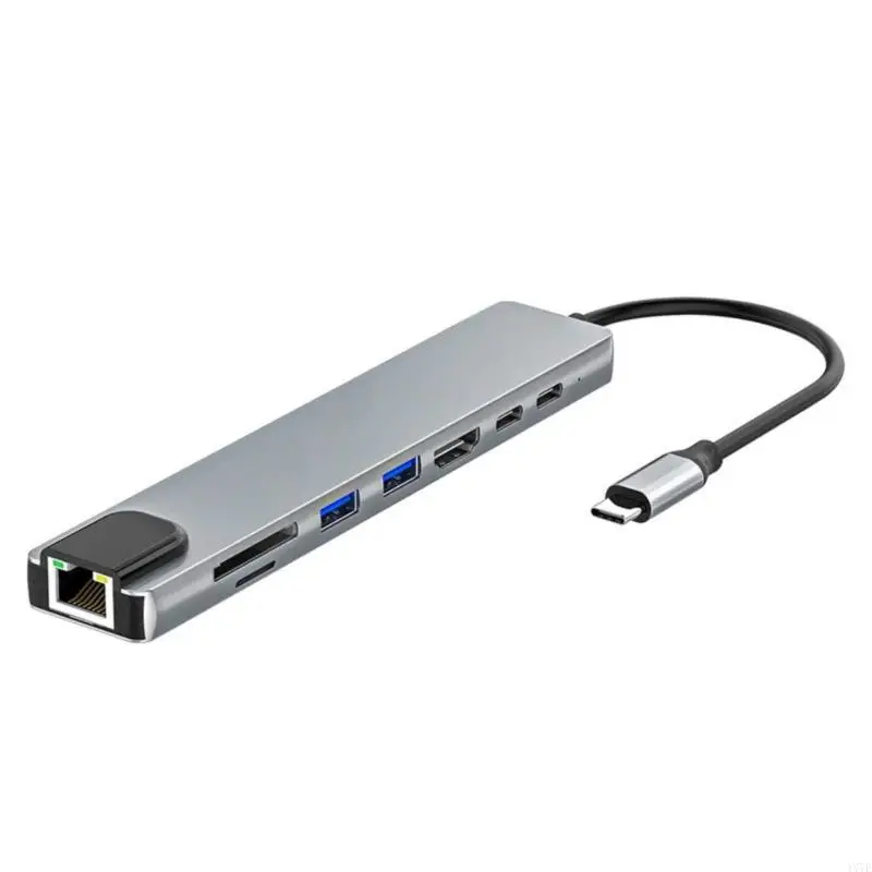 

4X7E Lightweight Type C Hubs USB C to HDMIs Adapter HDMIs 4K Multiple Connectivity for Office Travel 100Mbps Fast Networking