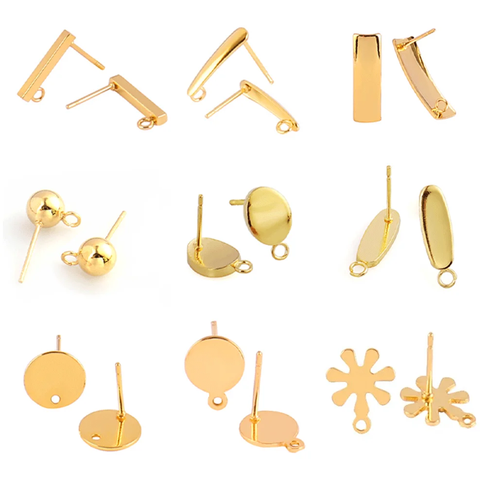 

20pcs Stainless Steel Earrings Base Geometric Polygonal Stud Earrings Posts Connector For DIY Earrings Jewelry Making Supplies