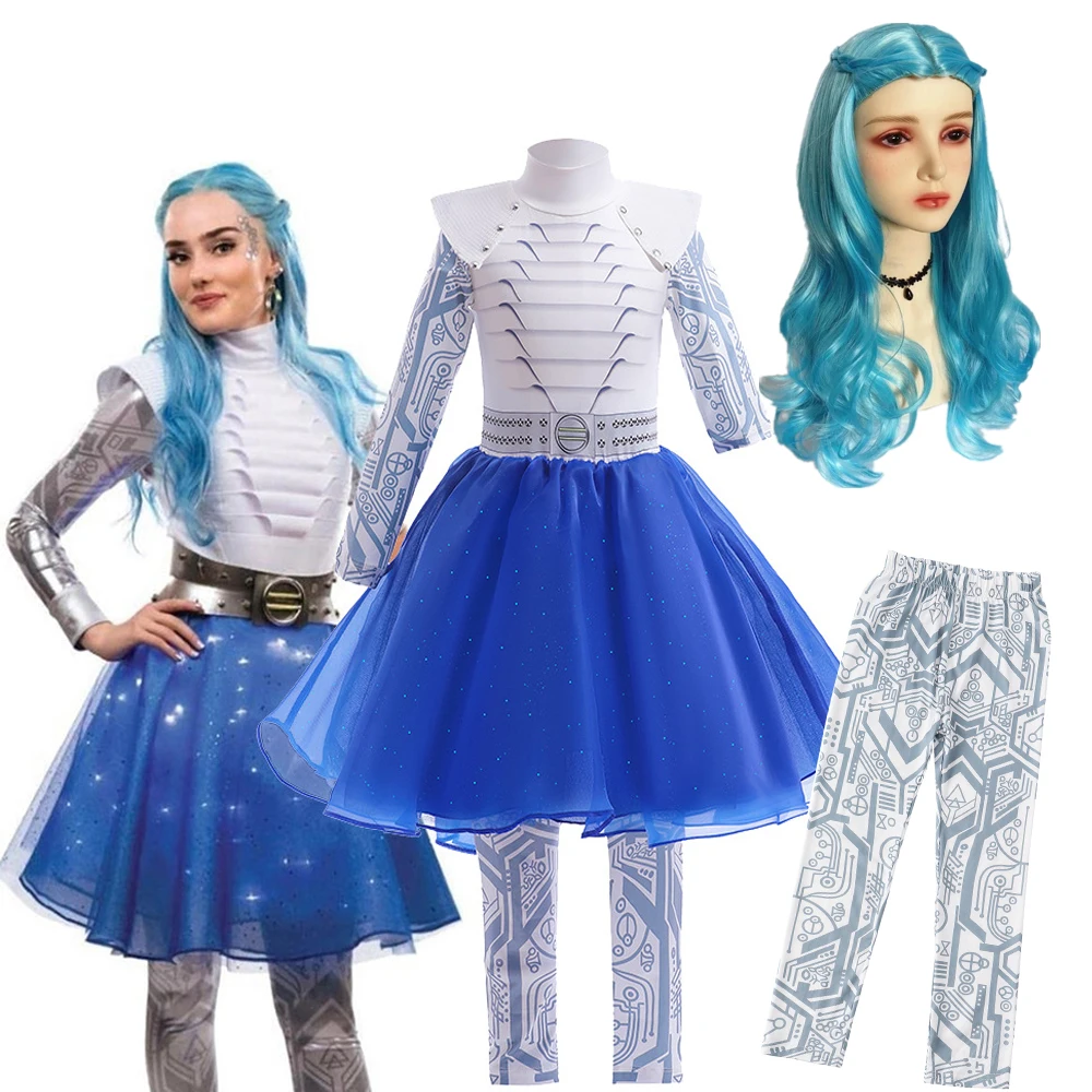 Zombies 3 Addison alien Kids Clothes Girls Cheerleader suit Cosplay Costume Child Fantasia Halloween Birthday Party Fancy Dress