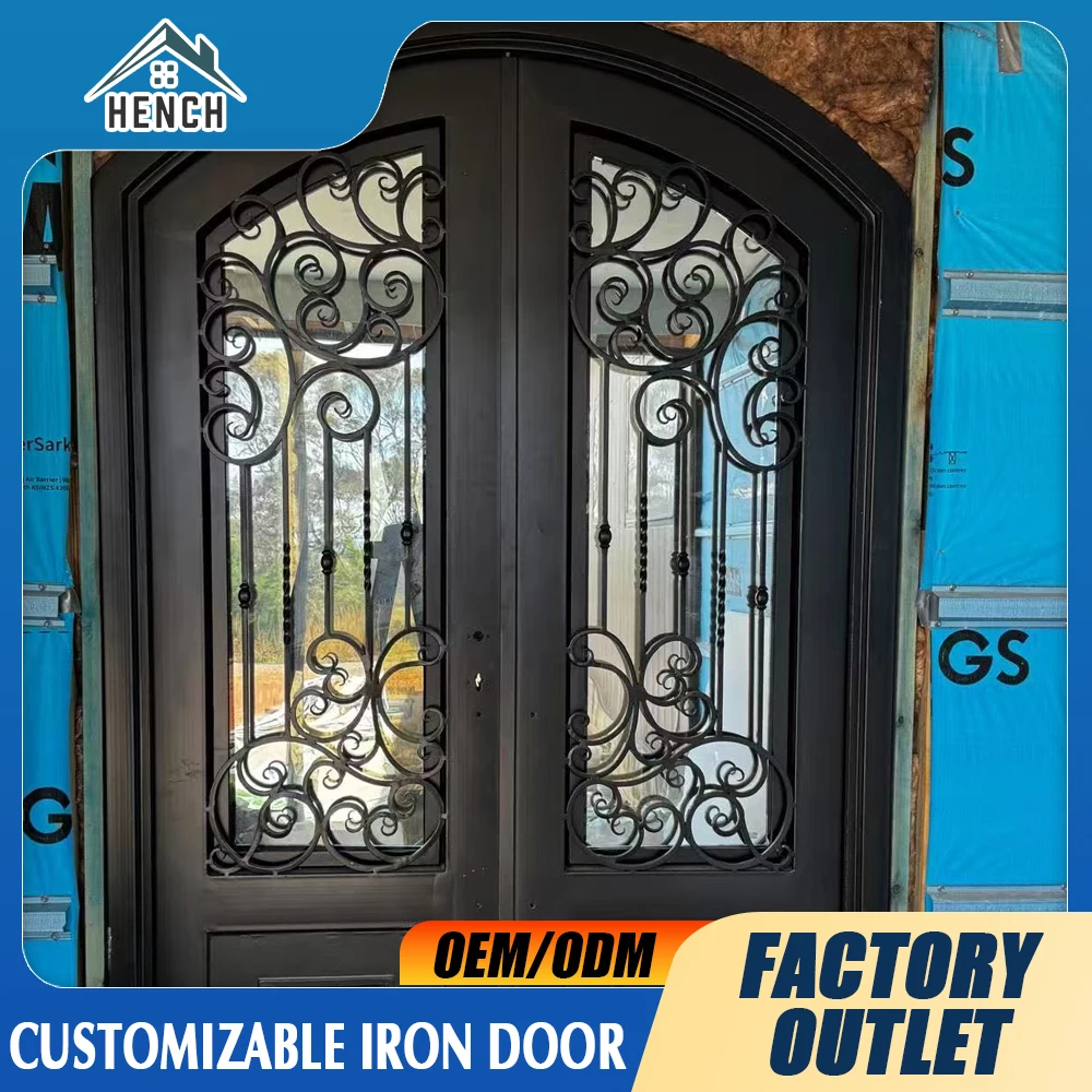 Steel French Wrought Iron Glass Doors Stylish and Decorative Iron Entry Doors