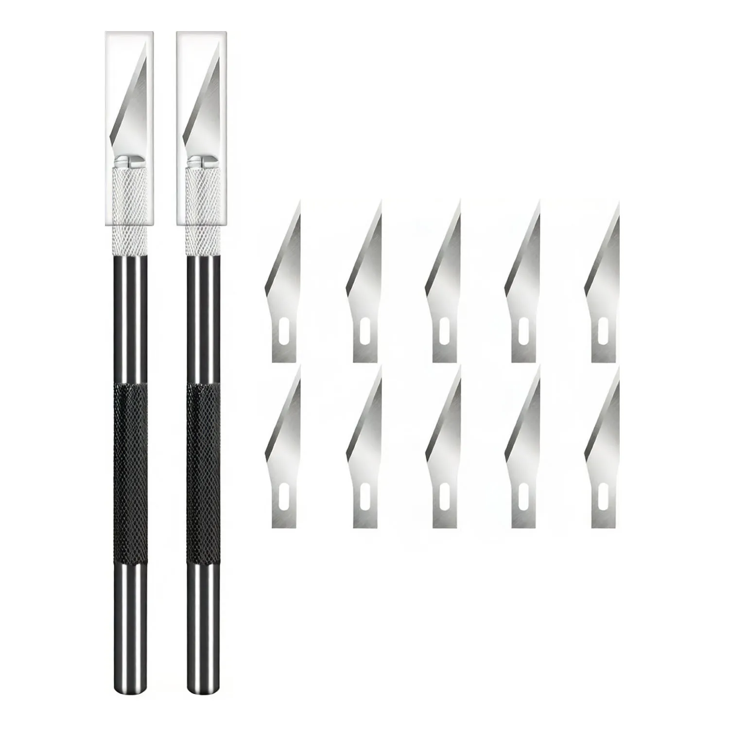 2-Pack Precision Craft Knife Set with 10 Blades, Ideal for Art, Leather, Clay, Paper & Models.