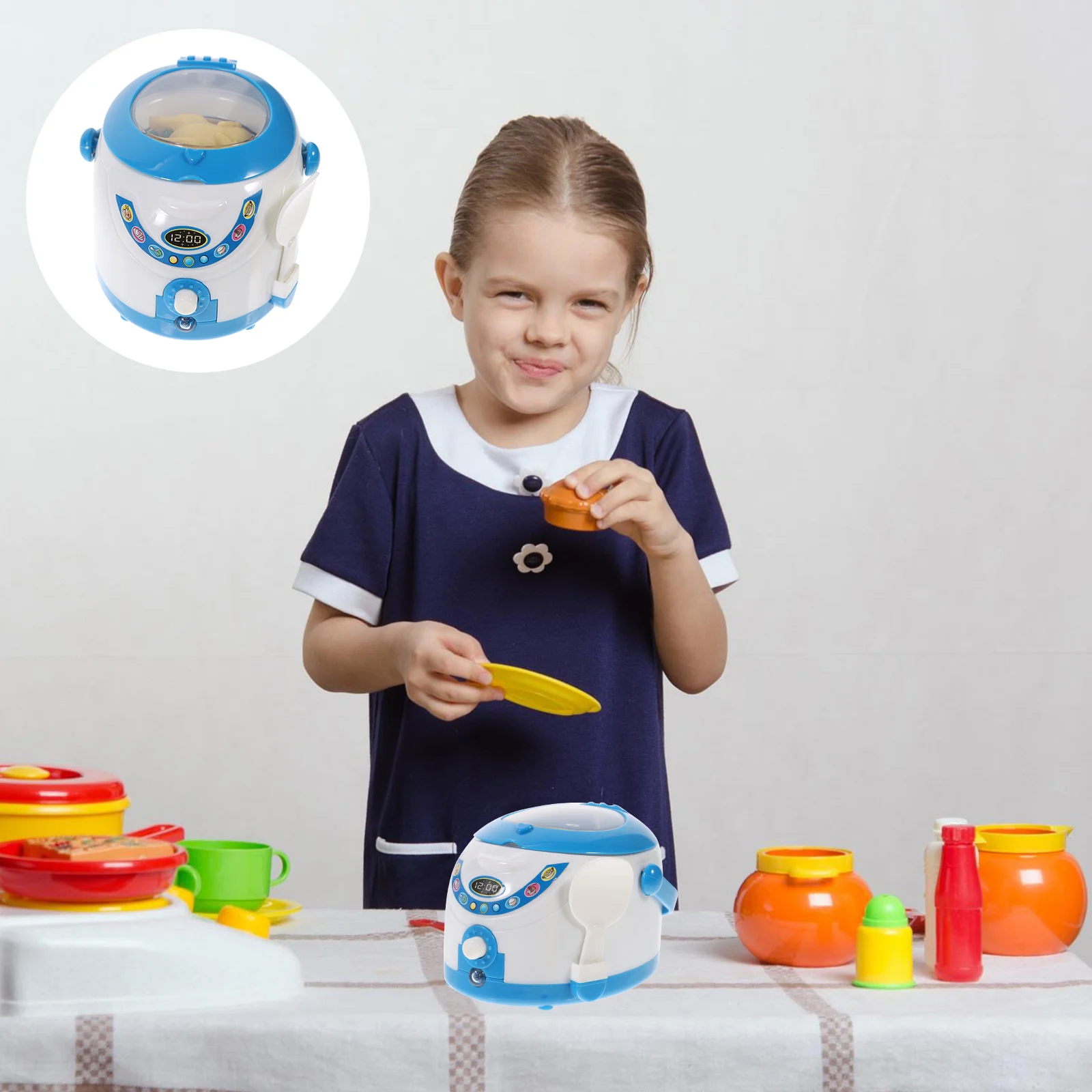 Fornello di riso simulato Utensili da cucina giocattolo per bambini Mini mobili pratici Giocattolo creativo per bambini in plastica