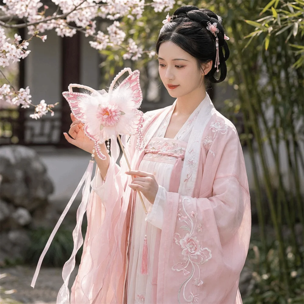 Dance Fan Chinese Style Retro Butterfly Fan Traditional Fluffy Silk Flower Fan Decorative Ancient Handheld Fan Summer Dance