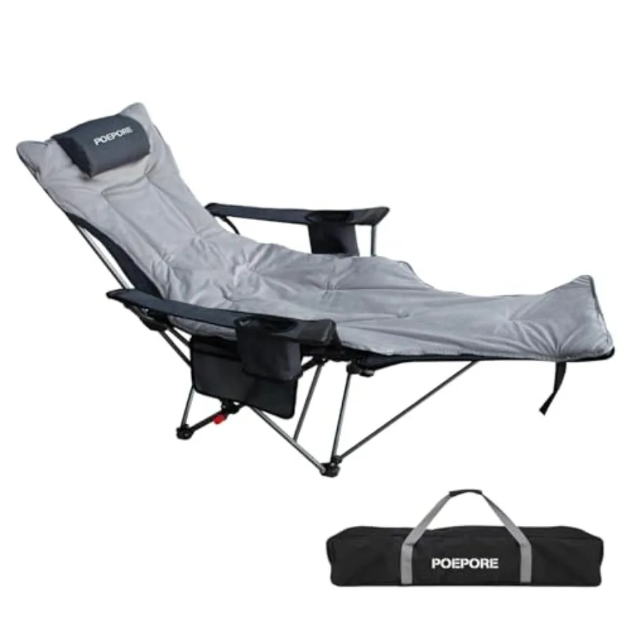 

Camping reclining chair with removable footrest and headrest, cotton cushion, portable adjustable folding design for outdoor us