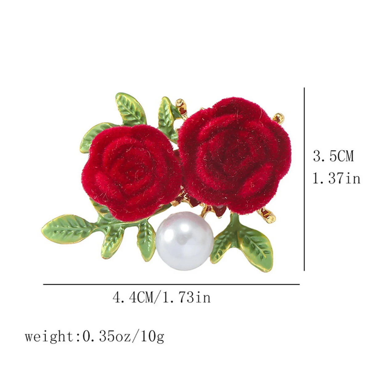 Rinhoo Red Color Flannel Rose Flower Brooches Pins For Women Green Leaf Imitation Pearl Floral Lapel Badge Plant Corsage Jewelry