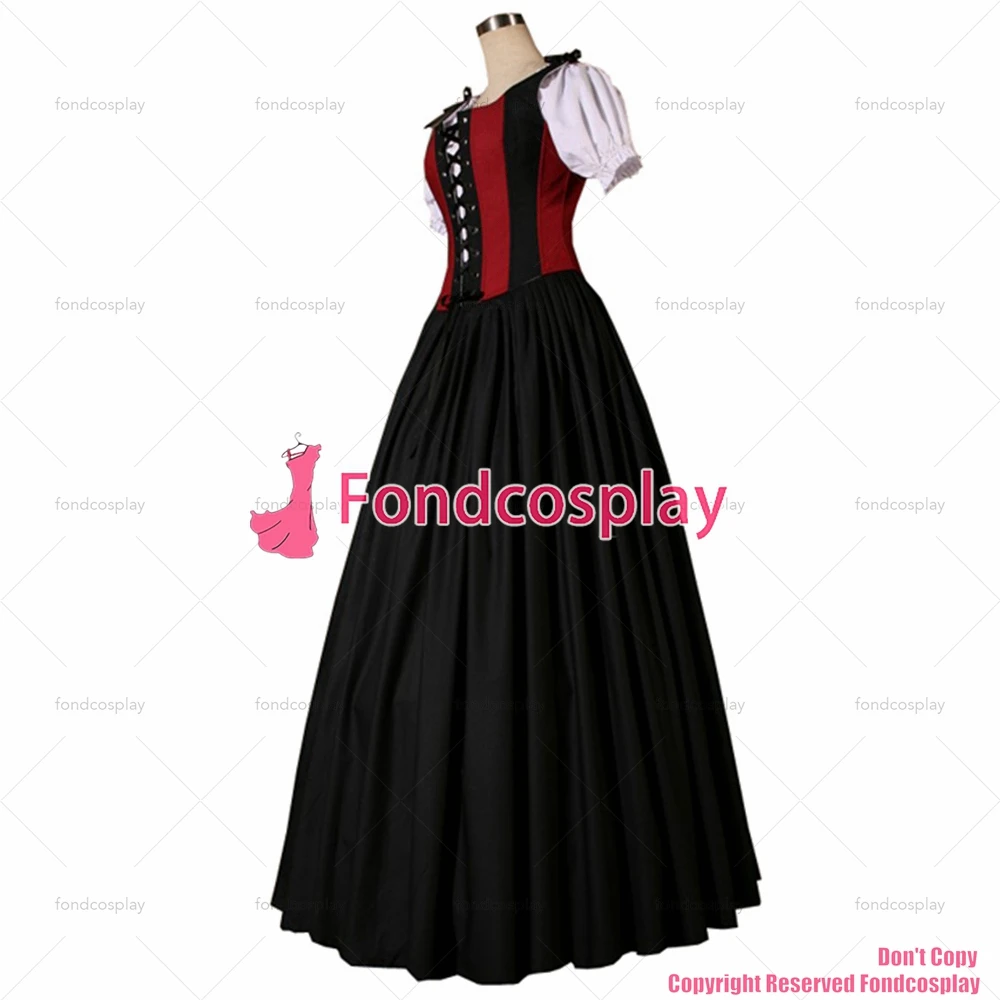 fondcosplay Gothic Lolita Punk Medieval Gown Black Long Evening black cotton Dress cosplay costume CD/TV[CK1424]