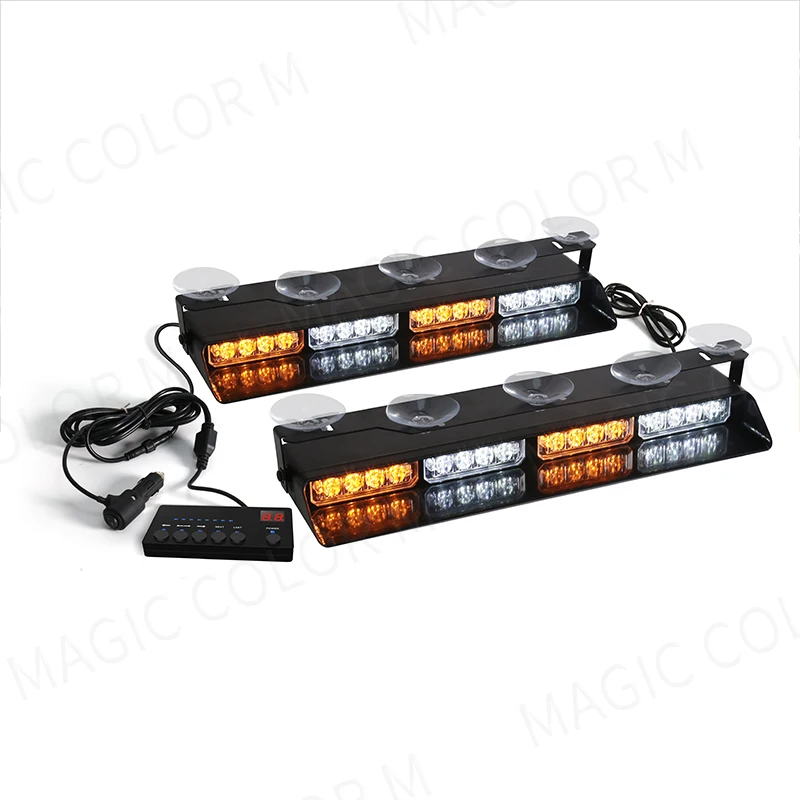 2-in-1 32 LED Car Strobe Lights For Emergency Flash Warning Lamp Windshield Bar Red Blue Amber White Waterproof Auto Assembly