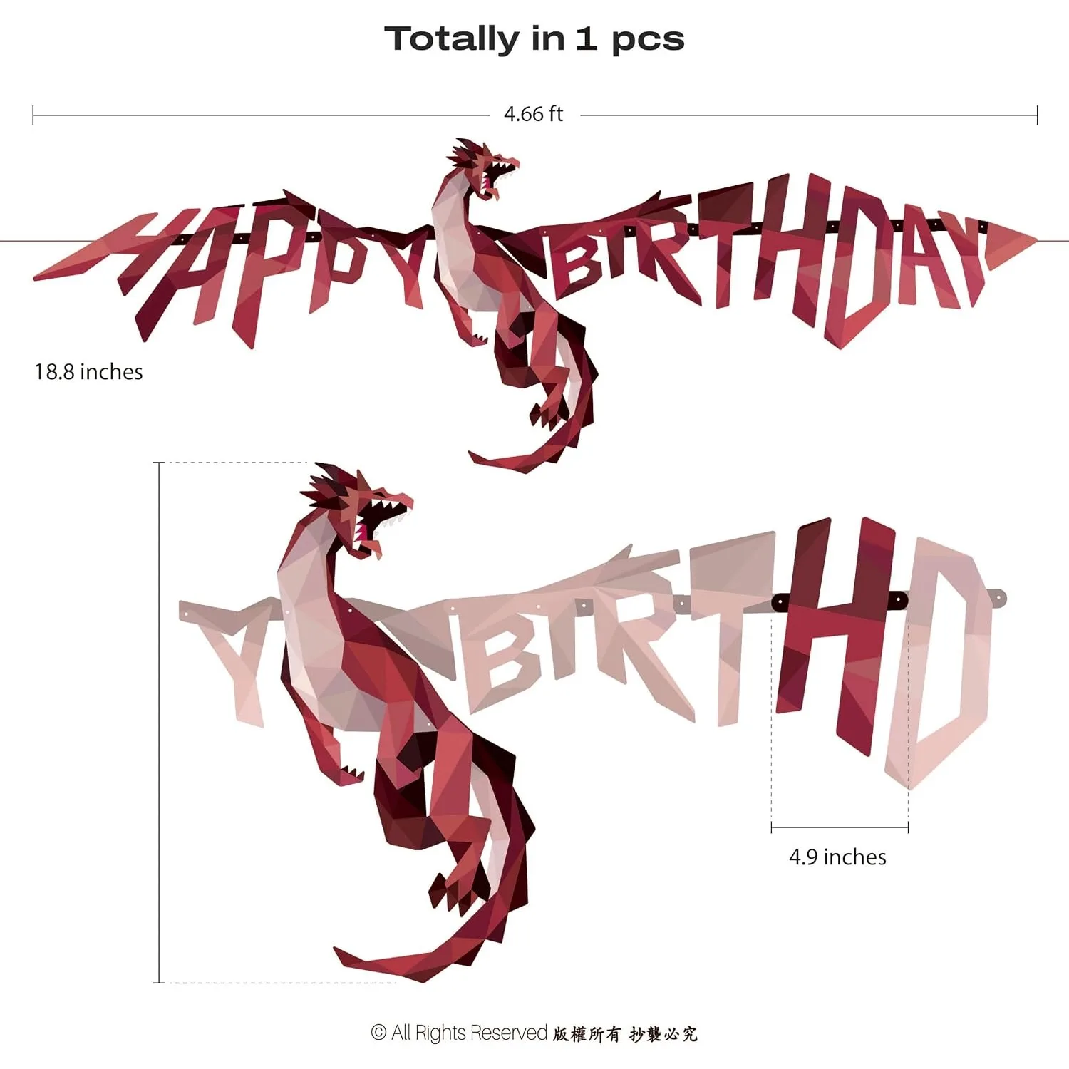 Dragon Party Decor Medieval Dragon Hanging Happy Birthday Banner Fire Wings Garland Geometric Fantasy Castle Streamer Decoration