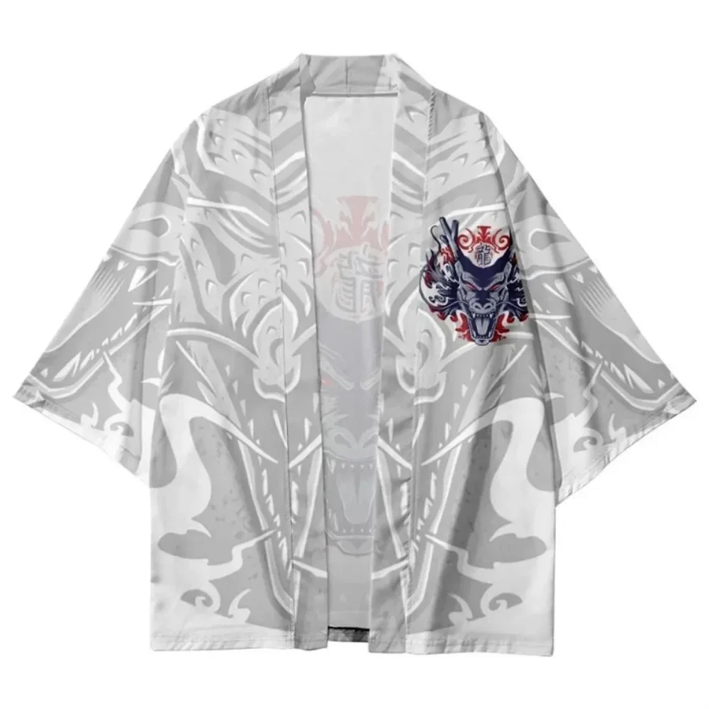 Kimono japonés con estampado 3D de dragón chino, cárdigan Harajuku, Haori tradicional, informal, para exteriores, moda Unisex