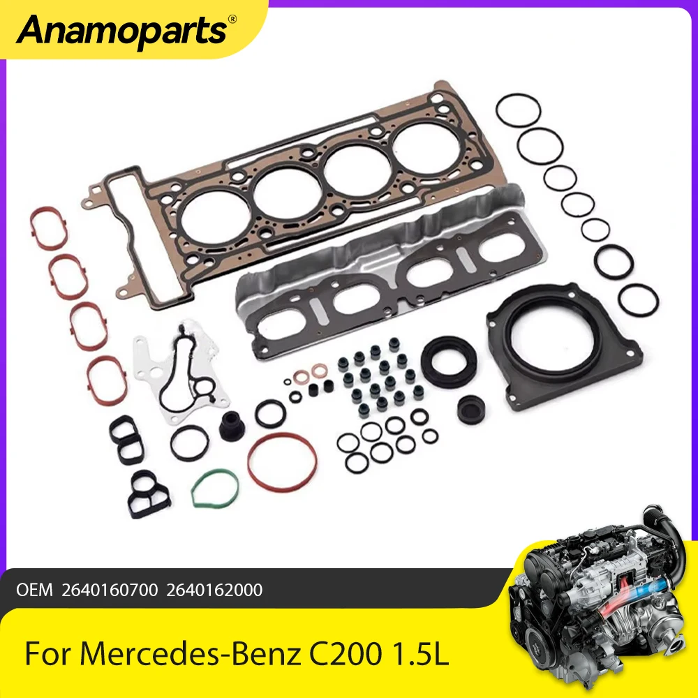 

Engine Parts Overhaul Gasket Seals Fit 1.5 L For Mercedes-Benz C200 E180 M264 1.5L l4 GAS DOHC 2018-2023 2640160700 2640162000