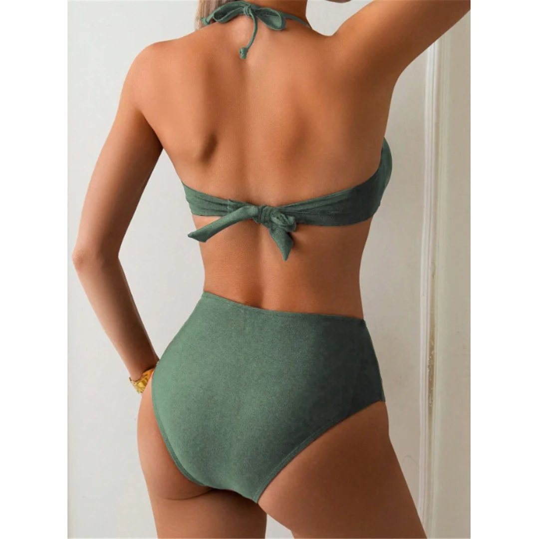 S - XL, Badeanzug mit Metallringen, Damen-Bikini mit hoher Taille, zweiteiliges Bikini-Set, Badebekleidung, Badeanzug, Modell V6933. – Detail 16