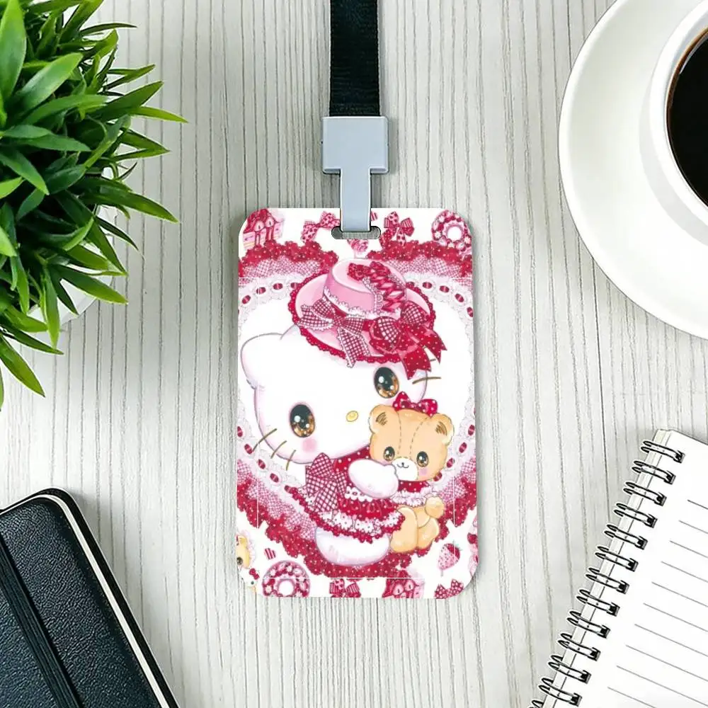 Cartoon K-Kuromi C-Cinnamoroll H-Hello Kitty Card Holder Neck Strap Pendant Door Badge Holder Lanyards Keychain Work Credential view 6